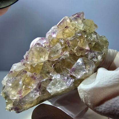 Phantom Fluorit Würfel Stufe, gelb lila Okorusu, Namibia 54*31*19mm