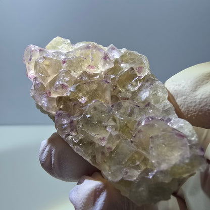 Phantom Fluorit Würfel Stufe, gelb lila Okorusu, Namibia 54*31*19mm
