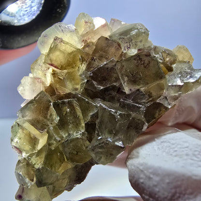 Phantom Fluorite Cube Specimen, yellow purple Okorusu, Namibia 48*27*18mm 