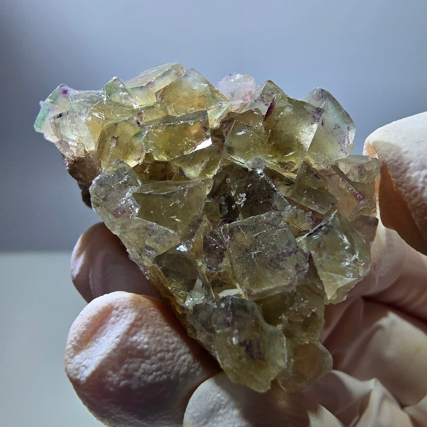 Phantom Fluorite Cube Specimen, yellow purple Okorusu, Namibia 48*27*18mm 