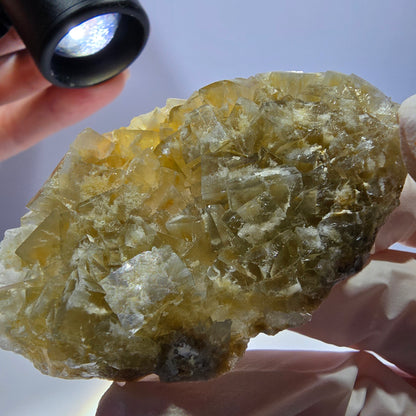 Phantom Fluorit Würfel Stufe, gelb Okorusu, Namibia 66*40*14mm