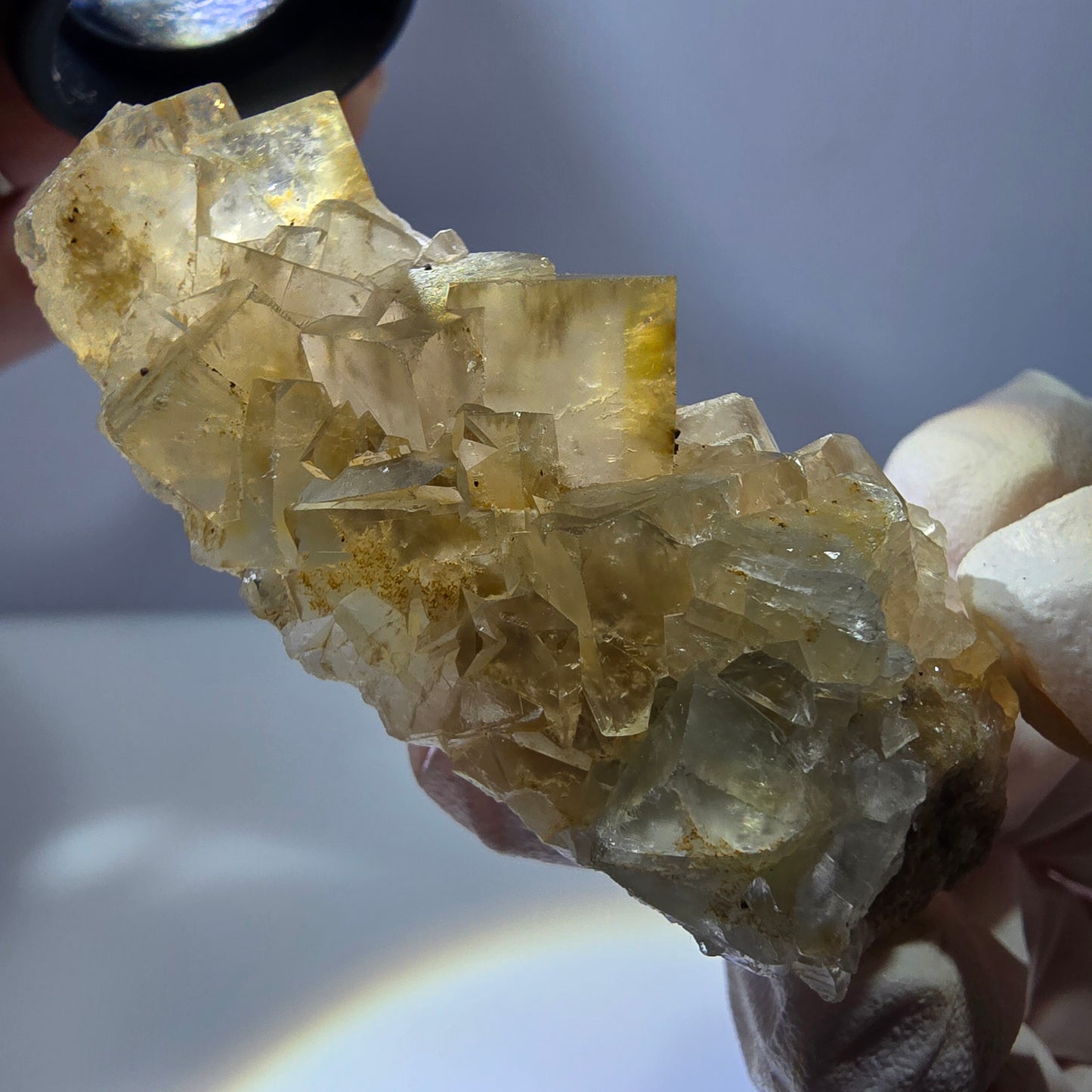 Phantom Fluorit Würfel Stufe, gelb Okorusu, Namibia 59*26*18mm