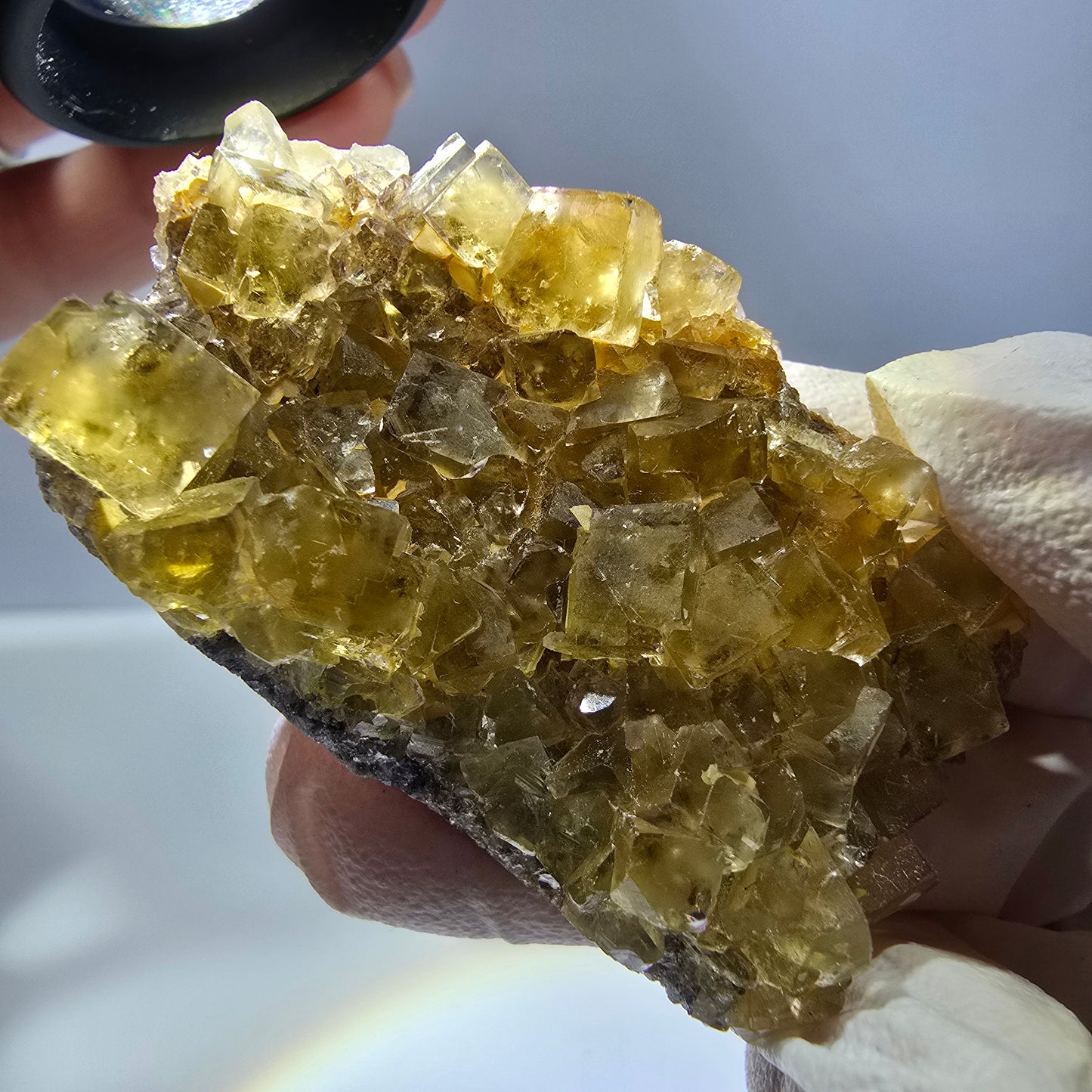 Phantom Fluorit Würfel Stufe, gelb Okorusu, Namibia 53*33*18mm