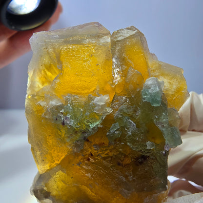 Phantom Fluorit Würfel Stufe, gelb grün Okorusu, Namibia 69*54*31mm