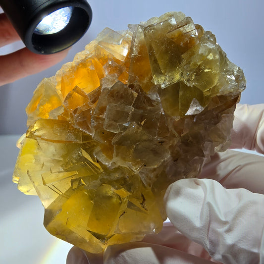 Phantom Fluorit Würfel Stufe, gelb Okorusu, Namibia 75*54*29mm