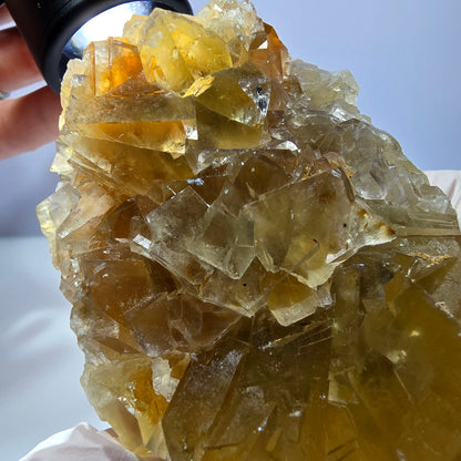 Phantom Fluorit Würfel Stufe, gelb Okorusu, Namibia 75*54*29mm