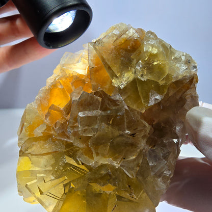 Phantom Fluorit Würfel Stufe, gelb Okorusu, Namibia 75*54*29mm