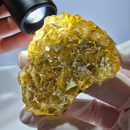 Phantom Fluorit Würfel Stufe, gelb Okorusu, Namibia 70*46*19mm