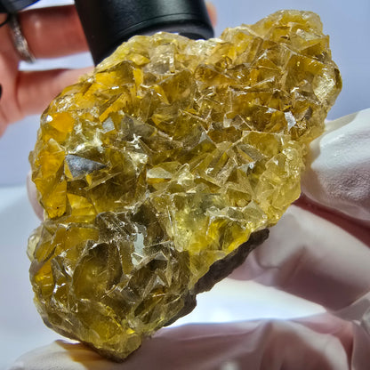 Phantom Fluorit Würfel Stufe, gelb Okorusu, Namibia 70*46*19mm