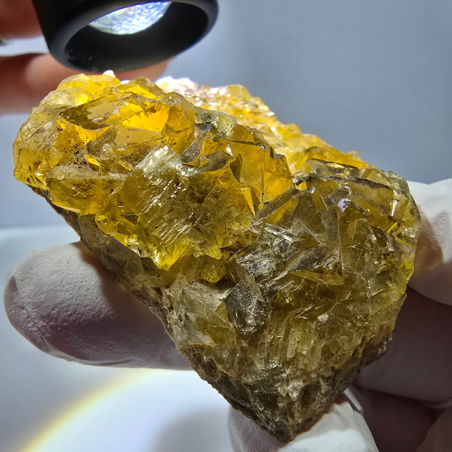 Phantom Fluorit Würfel Stufe, gelb Okorusu, Namibia 70*46*19mm