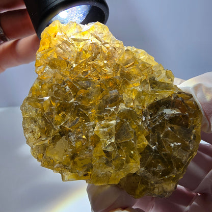 Phantom Fluorit Würfel Stufe, gelb Okorusu, Namibia 70*46*19mm