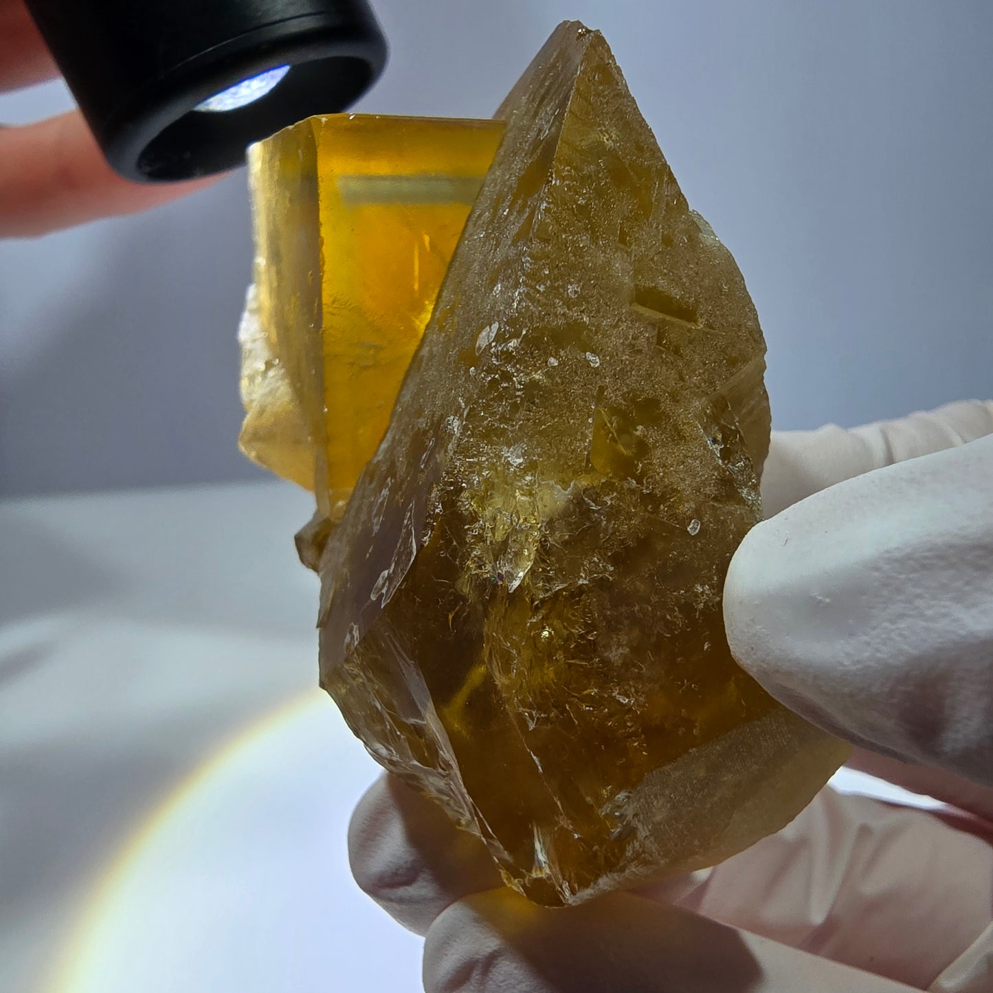 Phantom Fluorit Würfel Stufe, gelb grün Okorusu, Namibia 75*39*31mm