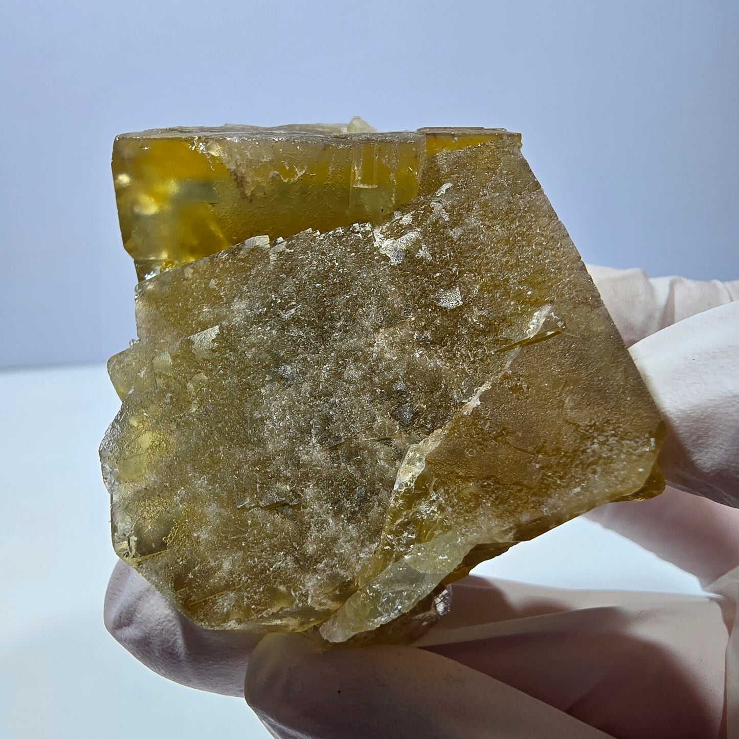 Phantom Fluorit Würfel Stufe, gelb grün Okorusu, Namibia 63*42*39mm