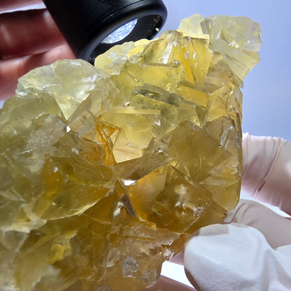 Phantom Fluorit Würfel Stufe, gelb Okorusu, Namibia 75*48*20mm