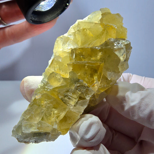 Phantom Fluorit Würfel Stufe, gelb Okorusu, Namibia 75*32*30mm