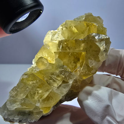 Phantom Fluorit Würfel Stufe, gelb Okorusu, Namibia 75*32*30mm