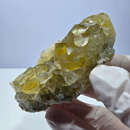 Phantom Fluorit Würfel Stufe, gelb Okorusu, Namibia 75*32*30mm