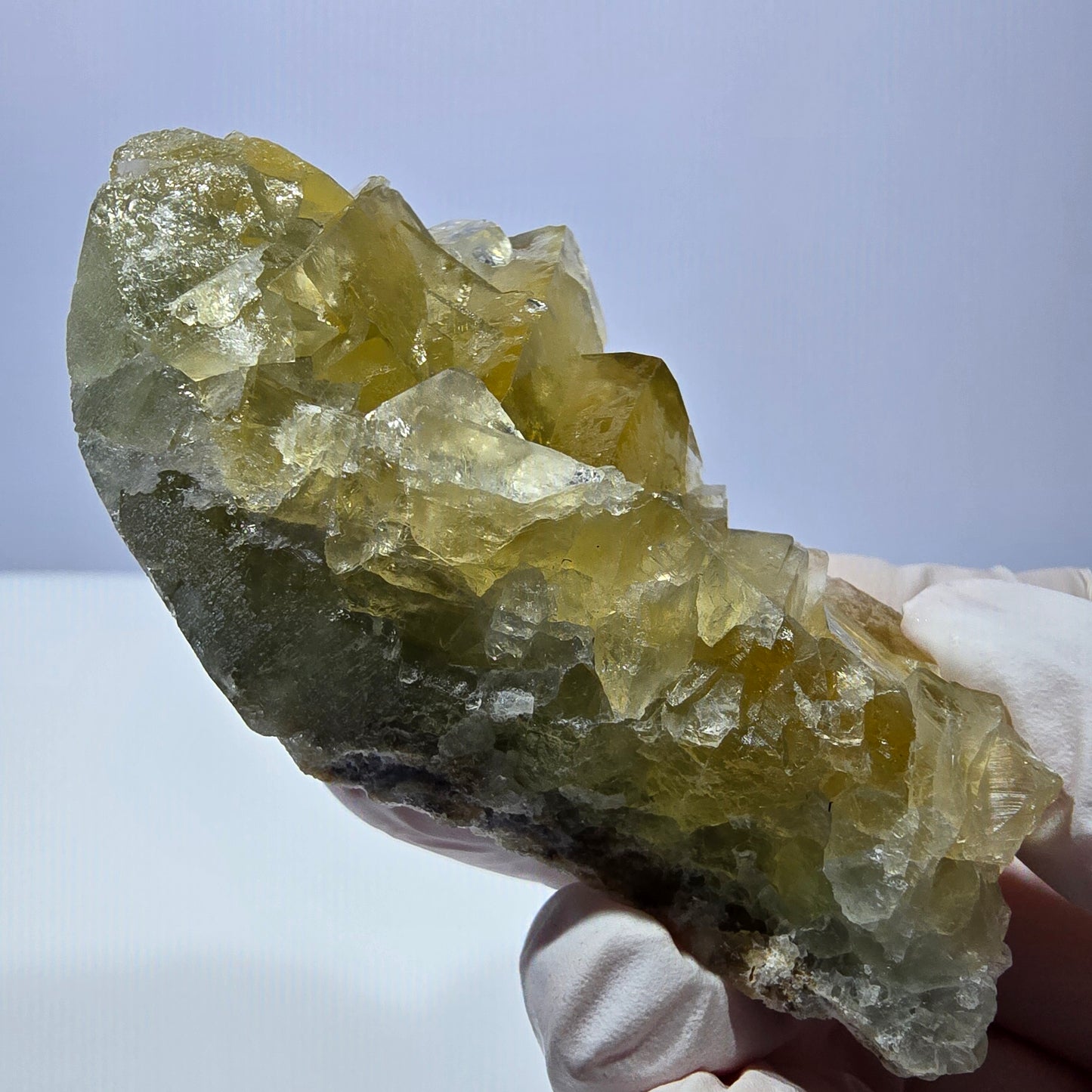 Phantom Fluorit Würfel Stufe, gelb Okorusu, Namibia 75*32*30mm