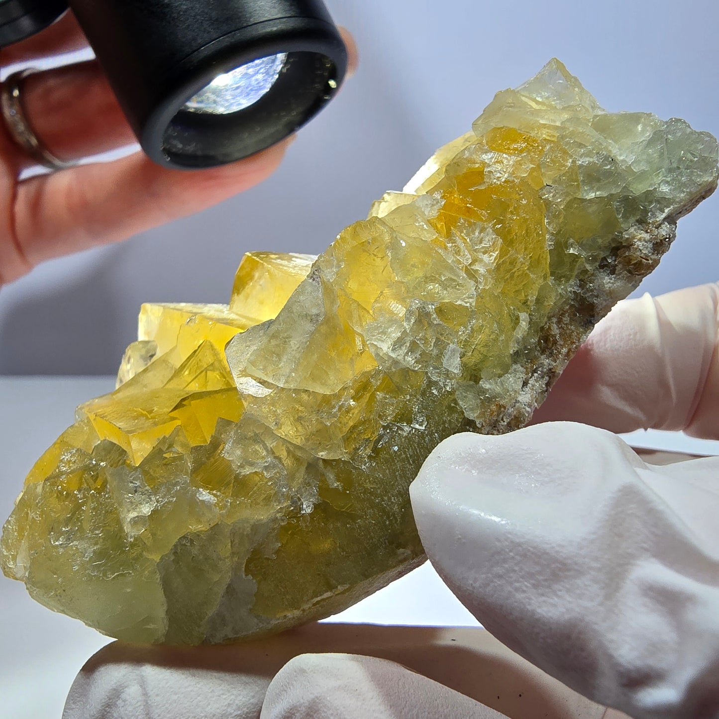 Phantom Fluorit Würfel Stufe, gelb Okorusu, Namibia 75*32*30mm