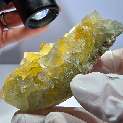 Phantom Fluorit Würfel Stufe, gelb Okorusu, Namibia 75*32*30mm