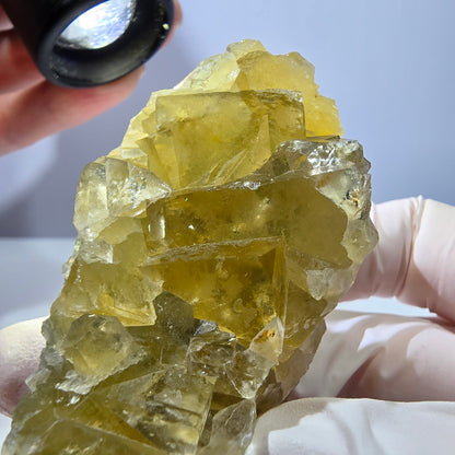 Phantom Fluorit Würfel Stufe, gelb Okorusu, Namibia 75*32*30mm