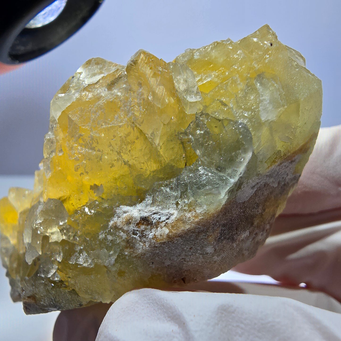 Phantom Fluorit Würfel Stufe, gelb Okorusu, Namibia 75*32*30mm