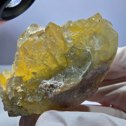 Phantom Fluorit Würfel Stufe, gelb Okorusu, Namibia 75*32*30mm