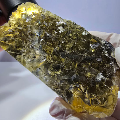 Phantom Fluorit Würfel Stufe, gelb grün Okorusu, Namibia 84*43*14mm