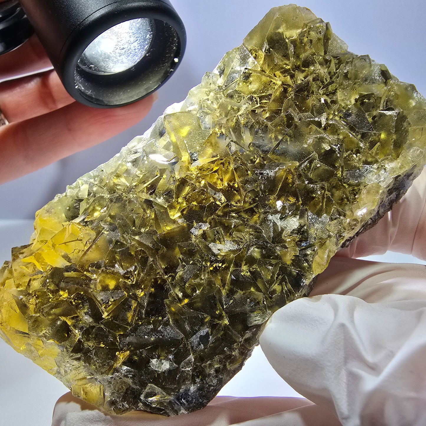 Phantom Fluorit Würfel Stufe, gelb grün Okorusu, Namibia 84*43*14mm