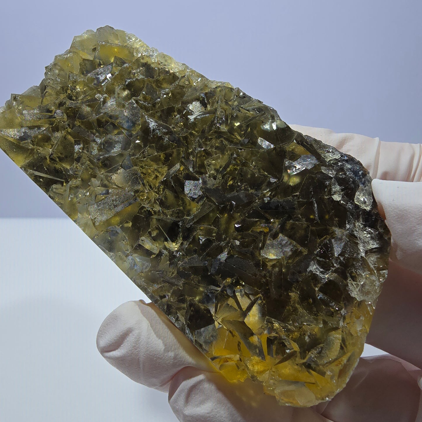 Phantom Fluorit Würfel Stufe, gelb grün Okorusu, Namibia 84*43*14mm