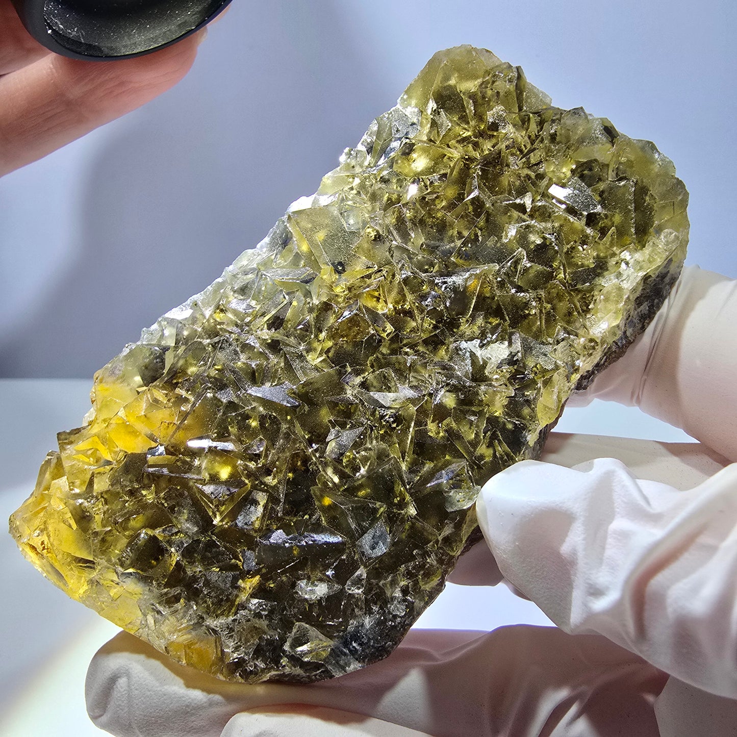 Phantom Fluorit Würfel Stufe, gelb grün Okorusu, Namibia 84*43*14mm