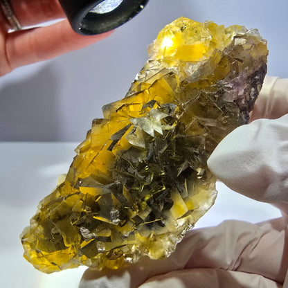 Phantom Fluorit Würfel Stufe, gelb grün Okorusu, Namibia 91*41*28mm