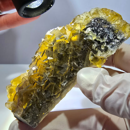 Phantom Fluorit Würfel Stufe, gelb grün Okorusu, Namibia 91*41*28mm