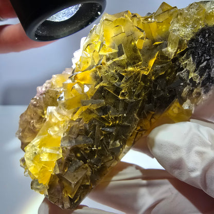 Phantom Fluorit Würfel Stufe, gelb grün Okorusu, Namibia 91*41*28mm