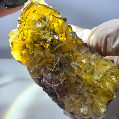 Phantom Fluorit Würfel Stufe, gelb grün Okorusu, Namibia 91*41*28mm