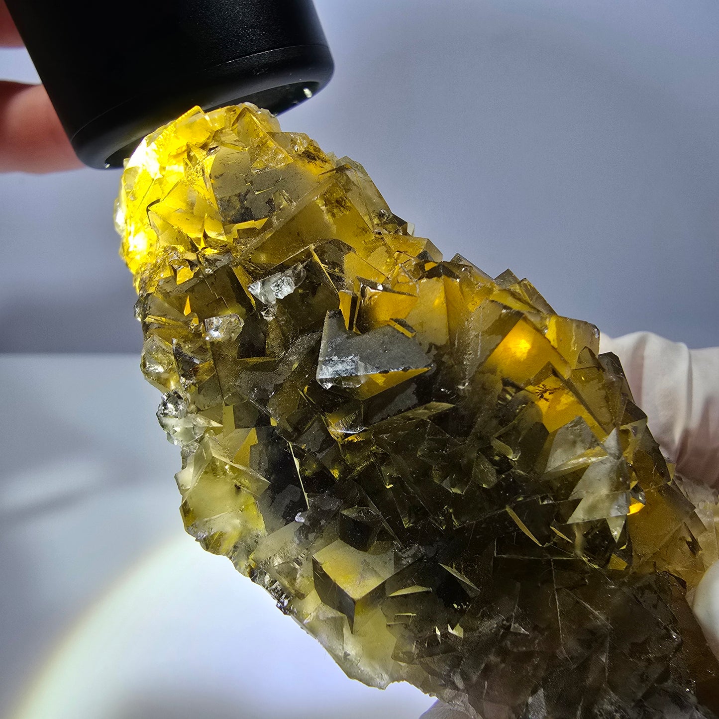 Phantom Fluorit Würfel Stufe, gelb grün Okorusu, Namibia 91*41*28mm