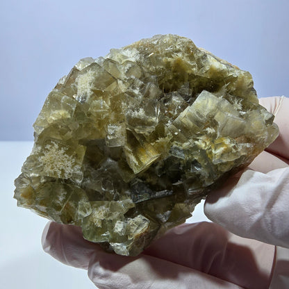 Phantom Fluorit Würfel Stufe, gelb Okorusu, Namibia 72*53*29mm