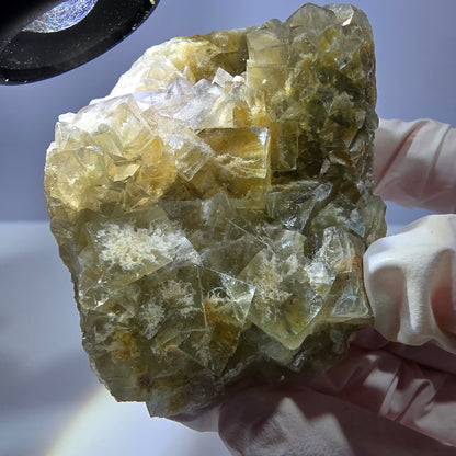 Phantom Fluorit Würfel Stufe, gelb Okorusu, Namibia 72*53*29mm