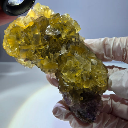 Phantom Fluorit Würfel Stufe, gelb grün Okorusu, Namibia 81*42*20mm