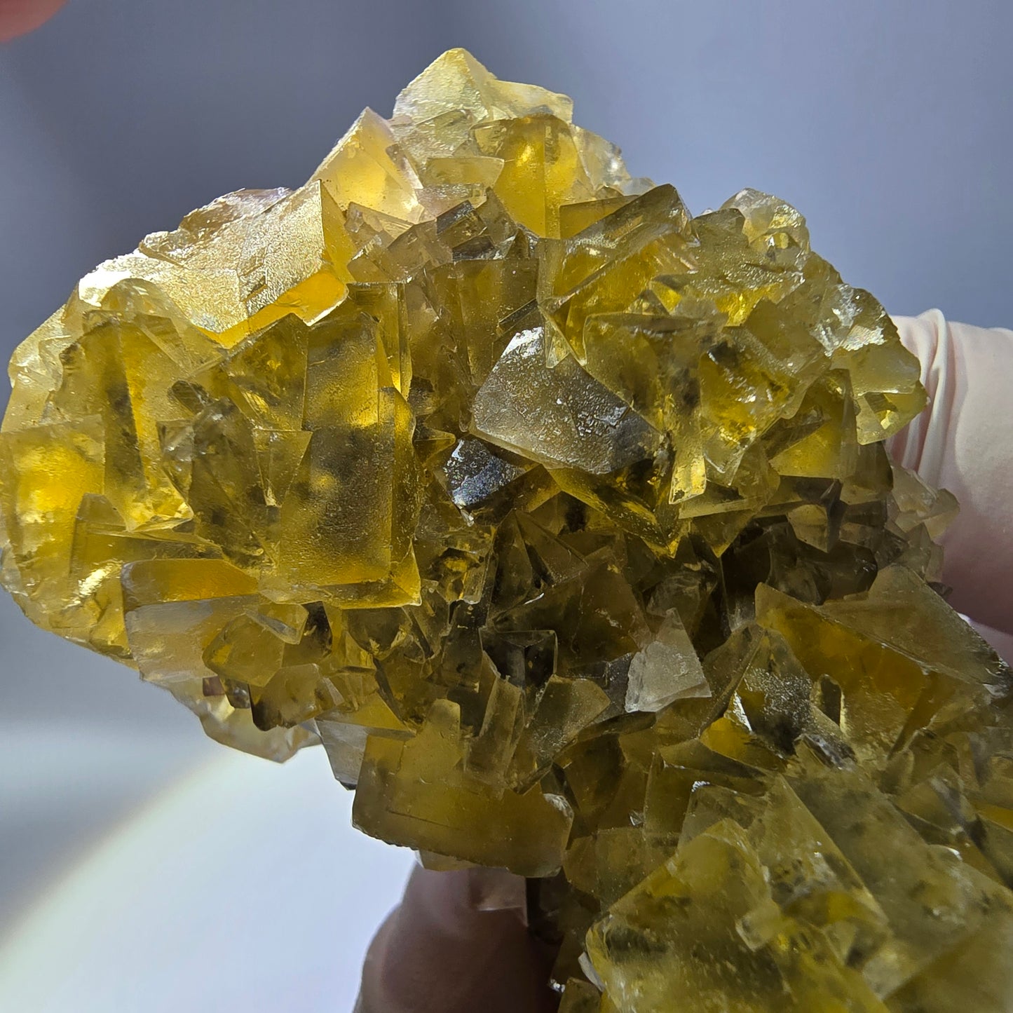 Phantom Fluorit Würfel Stufe, gelb grün Okorusu, Namibia 81*42*20mm