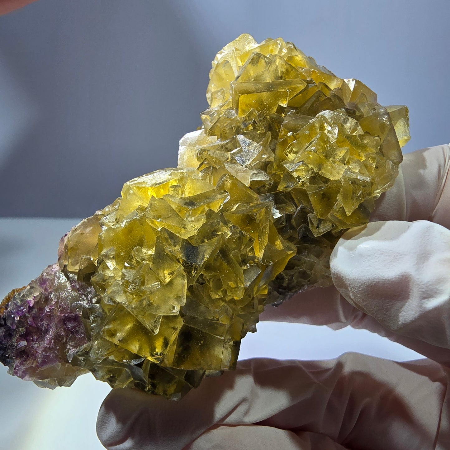 Phantom Fluorit Würfel Stufe, gelb grün Okorusu, Namibia 81*42*20mm