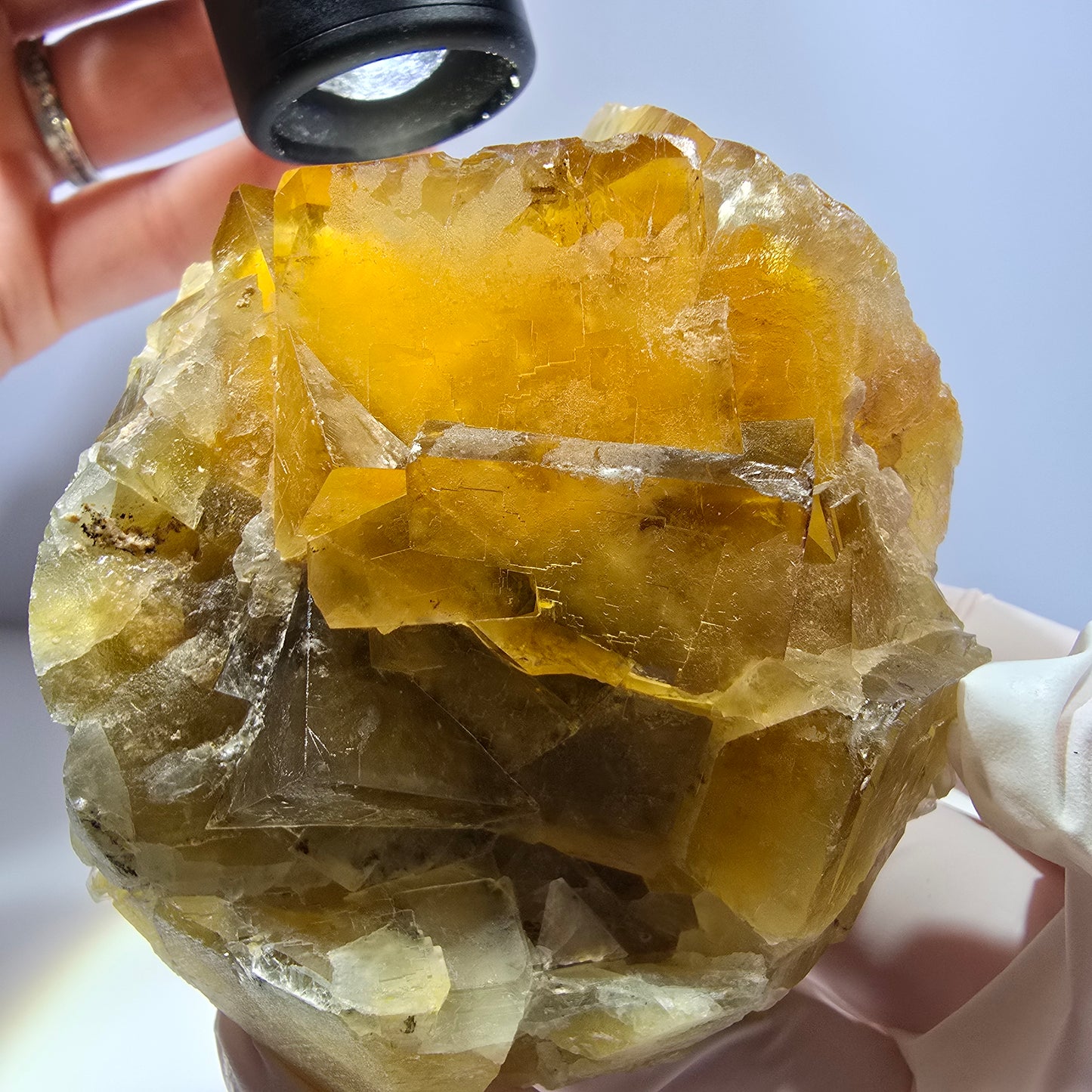 Große Phantom Fluorit Würfel Stufe gelb, grün Okorusu, Namibia 70*67*55mm