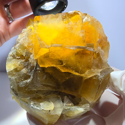 Große Phantom Fluorit Würfel Stufe gelb, grün Okorusu, Namibia 70*67*55mm