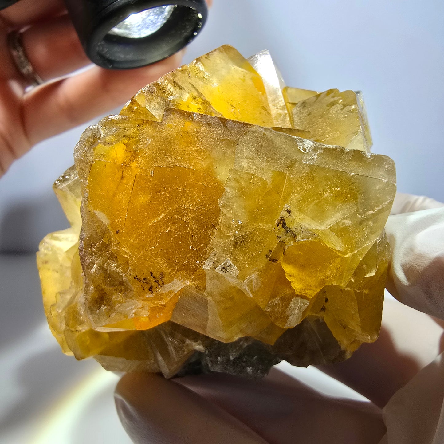 Große Phantom Fluorit Würfel Stufe gelb, grün Okorusu, Namibia 70*67*55mm