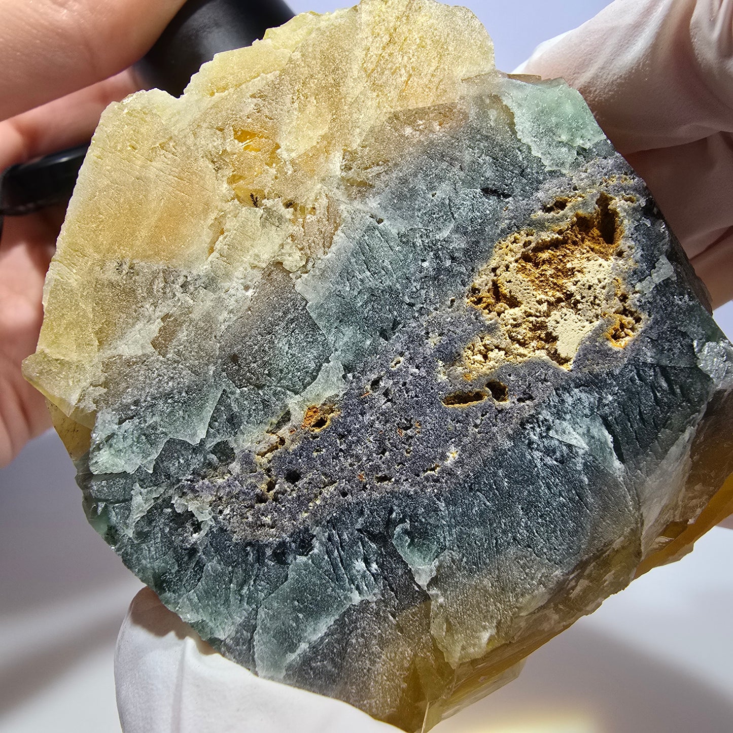 Große Phantom Fluorit Würfel Stufe gelb, grün Okorusu, Namibia 70*67*55mm