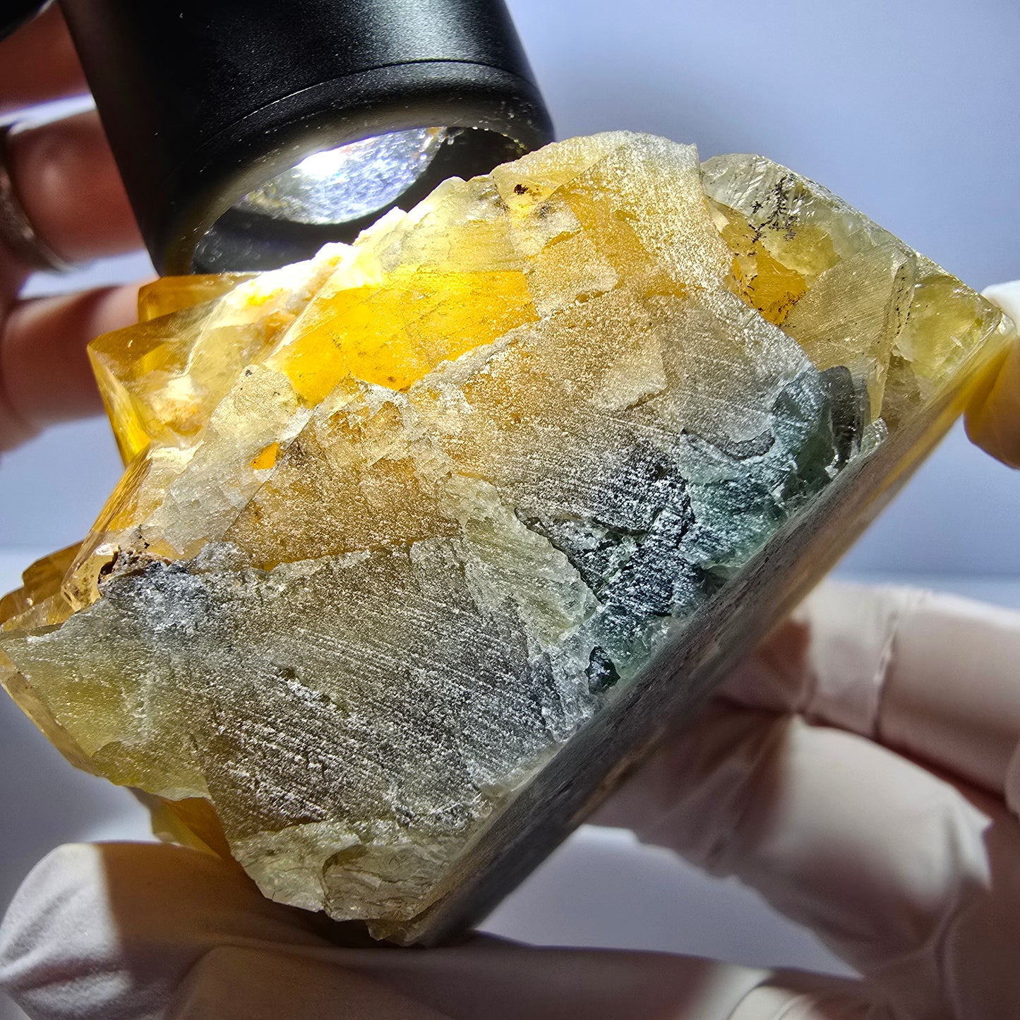 Große Phantom Fluorit Würfel Stufe gelb, grün Okorusu, Namibia 70*67*55mm