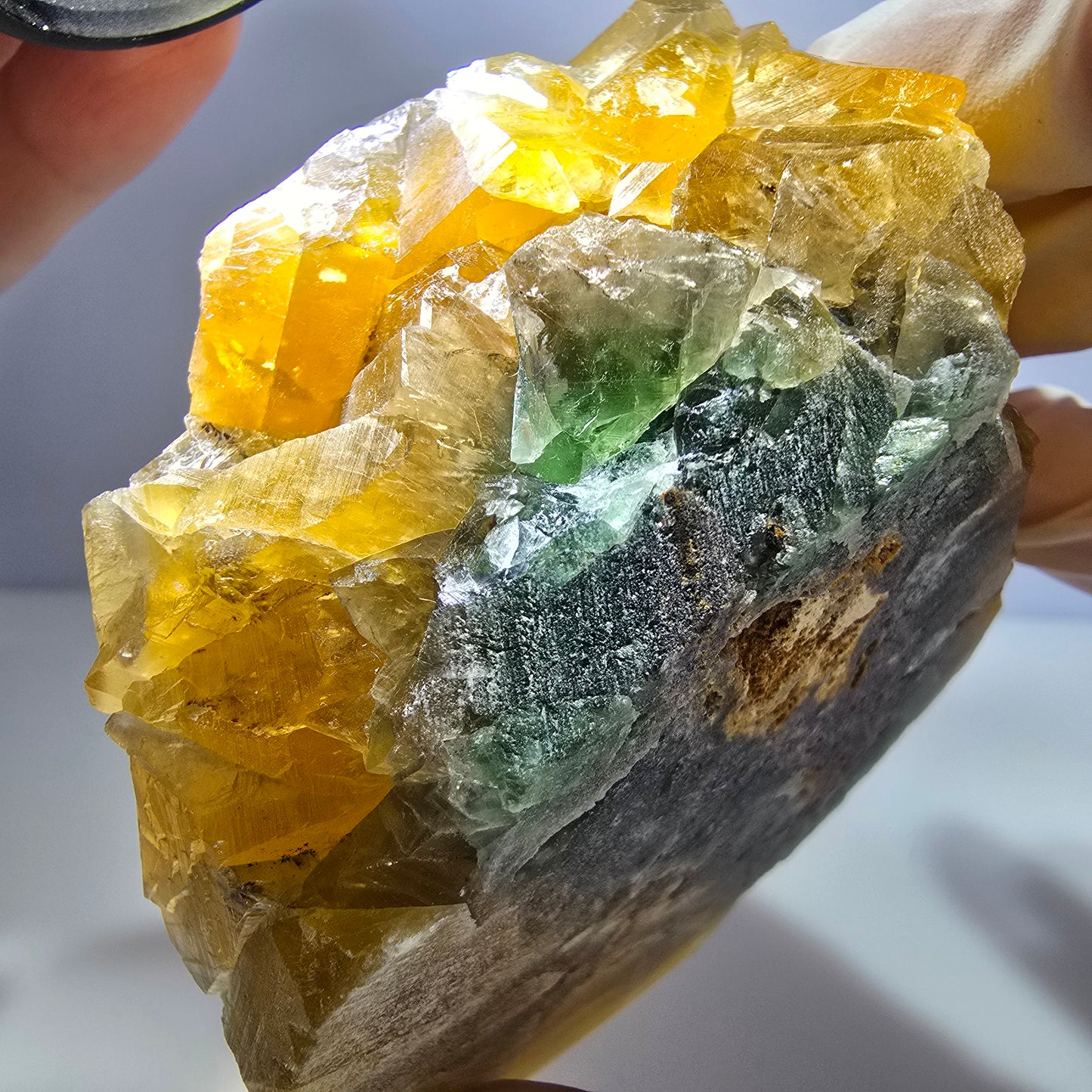 Große Phantom Fluorit Würfel Stufe gelb, grün Okorusu, Namibia 70*67*55mm