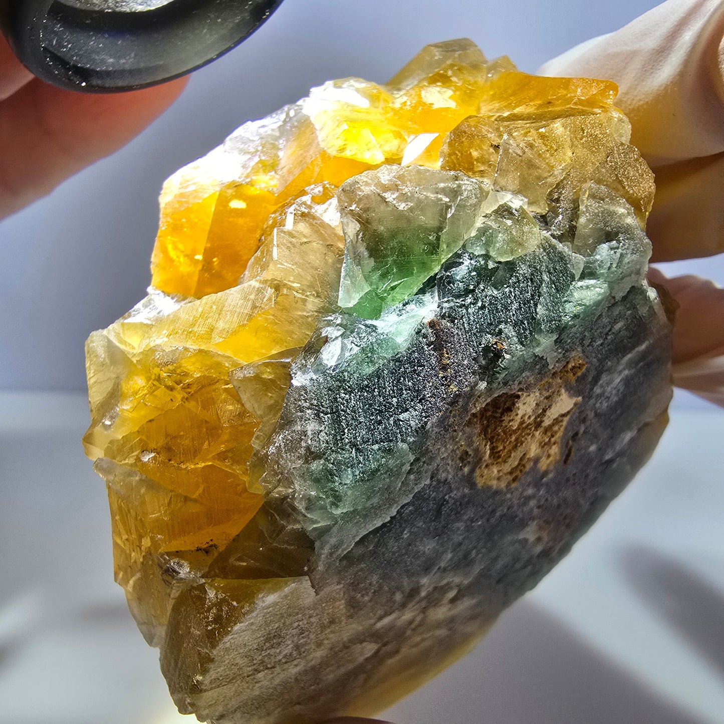 Große Phantom Fluorit Würfel Stufe gelb, grün Okorusu, Namibia 70*67*55mm