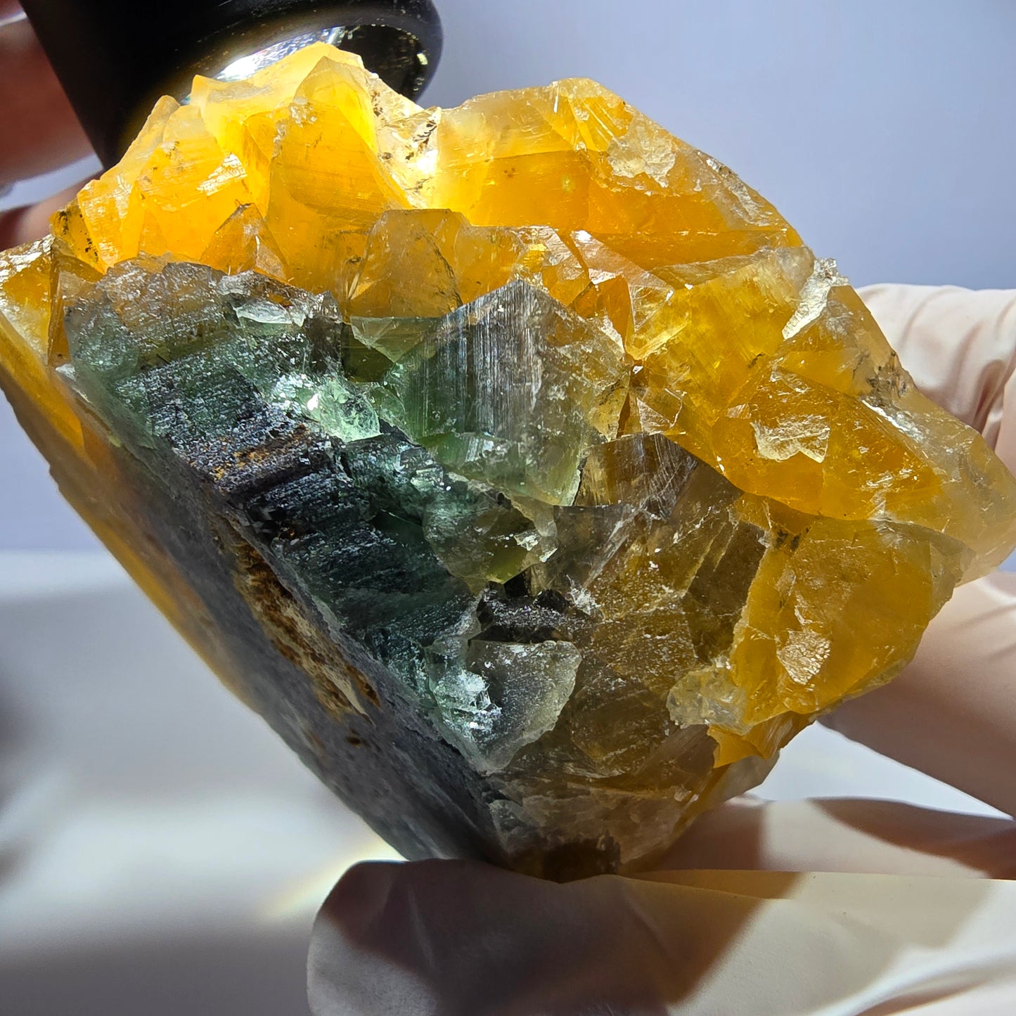 Große Phantom Fluorit Würfel Stufe gelb, grün Okorusu, Namibia 70*67*55mm