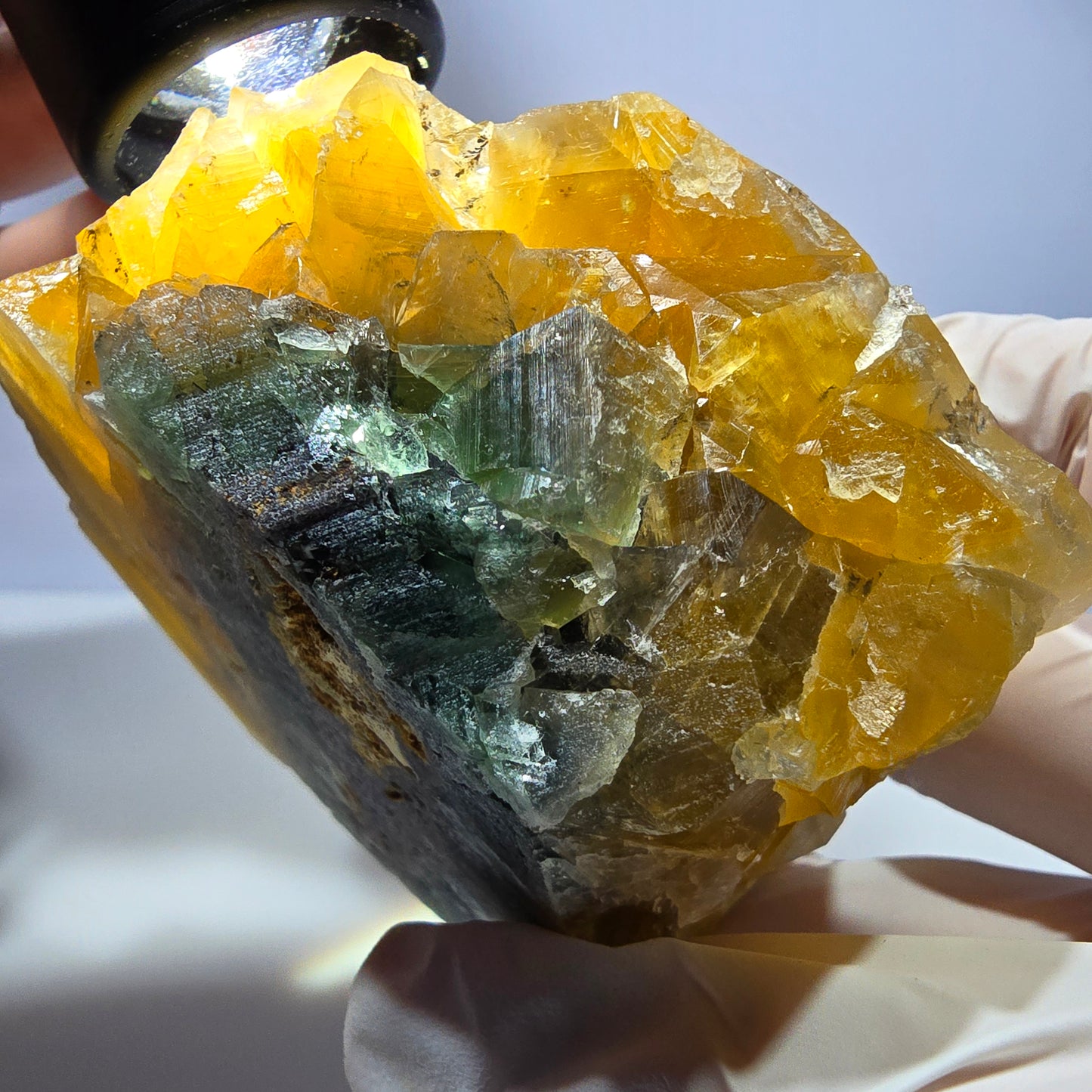 Große Phantom Fluorit Würfel Stufe gelb, grün Okorusu, Namibia 70*67*55mm